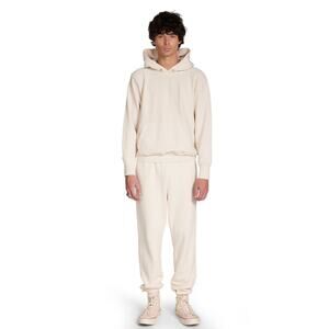 Les Tien Mens Cream Pullover Hoodie & Matching Sweatpants  Set M